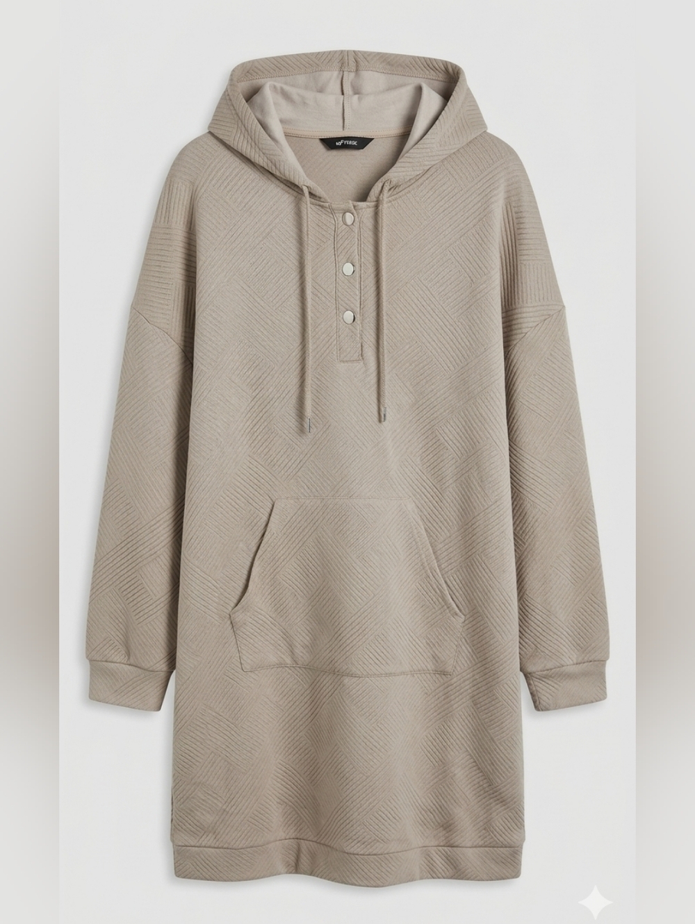 Oversized Hoodie Sweatshirt Dress XXL Khaki Textured‎ Cozy Tunic